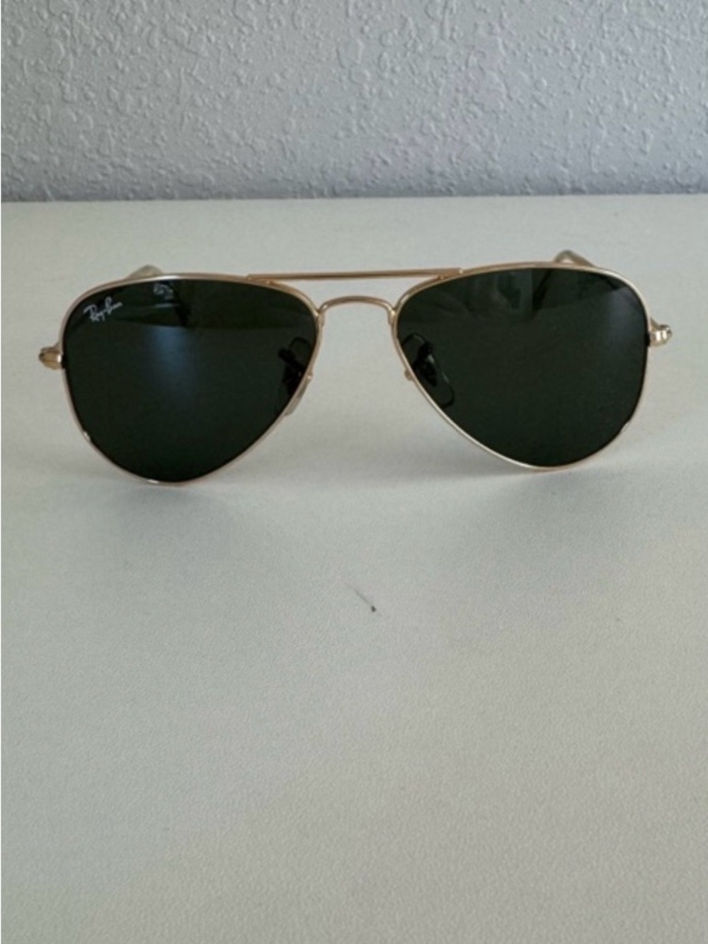 Ray-Ban Gold Frame Sunglasses with Dark Green Lenses
